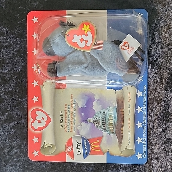 TY 2000 McDonald's Teenie Beanie American Trio Lefty the Donkey - Picture 1 of 4